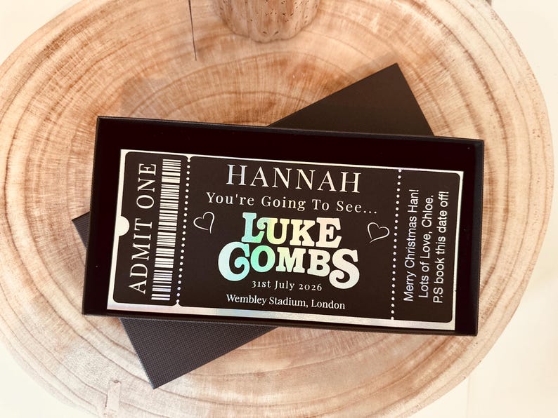 Personalised ticket event, Fake Ticket Gift, Event ticket gift, Concert ticket reveal, Luke Combs ticket image 8