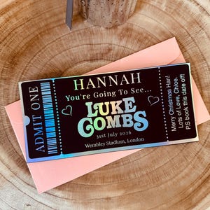 Personalised ticket event, Fake Ticket Gift, Event ticket gift, Concert ticket reveal, Luke Combs ticket image 5