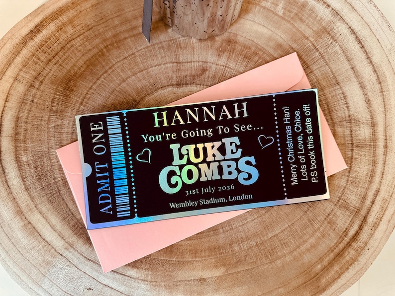 Personalised ticket event, Fake Ticket Gift, Event ticket gift, Concert ticket reveal, Luke Combs ticket image 5