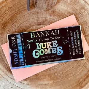 Personalised ticket event, Fake Ticket Gift, Event ticket gift, Concert ticket reveal, Luke Combs ticket image 6