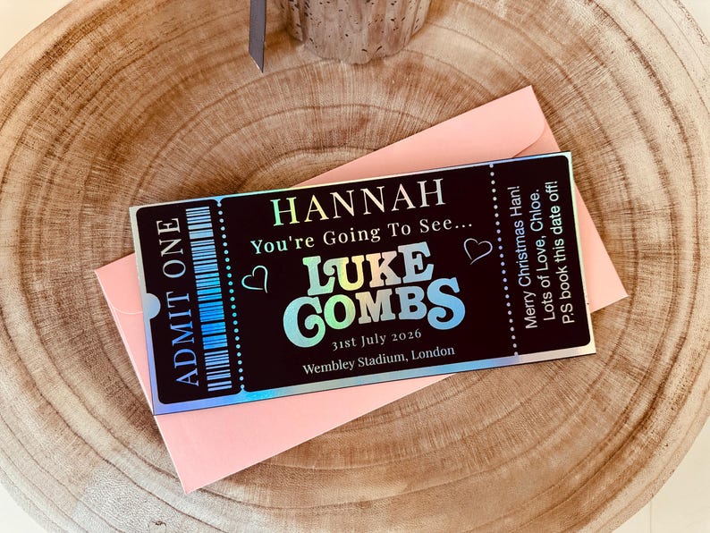 Personalised ticket event, Fake Ticket Gift, Event ticket gift, Concert ticket reveal, Luke Combs ticket image 6