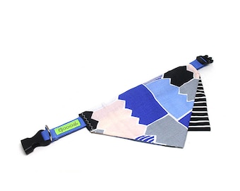 GOOOD Dog Collar (Small Sz) | Overlap Scarf - Puzzle Game | 100% Blocks & Blue Cotton Fabric