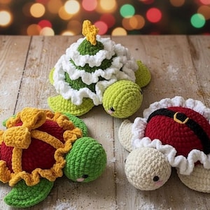 Handmade Christmas Turtle Plushies, Crochet Amigurumi Turtle, Santa Turtle, Gift Turtle, Tree Turtle, Holiday Decor, Cute Xmas Gift