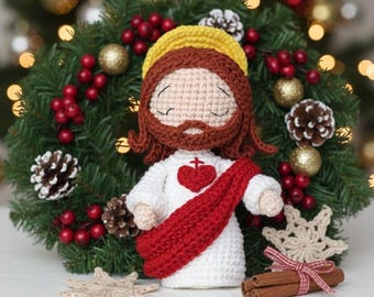 Crochet Jesus Doll, Handmade Nativity Figure, Christian Christmas Decor