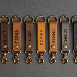 Personalised Leather Keyring, Custom Engraved Leather Keychain, Custom Name Keyring | Engraved Leather Key Fob | Handmade Bag Charm