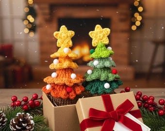 Handmade Crochet Christmas Tree with Star, Holiday Decor