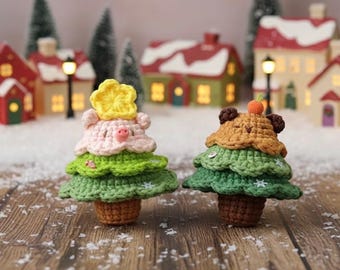 Crochet Christmas Tree Ornament, Handmade Holiday Plushie