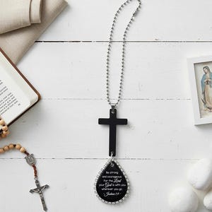 Cross for Car Mirror Hanging Ornament, Christian Gift for Men and Truck Drivers, Religious Rearview Accessory for Christmas Decoration