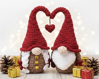 Handmade Christmas Gnome Crochet Plush, Amigurumi Christmas Plush, Christmas Decoration, Crochet Winter Gnome, Gnome Christmas Ornaments