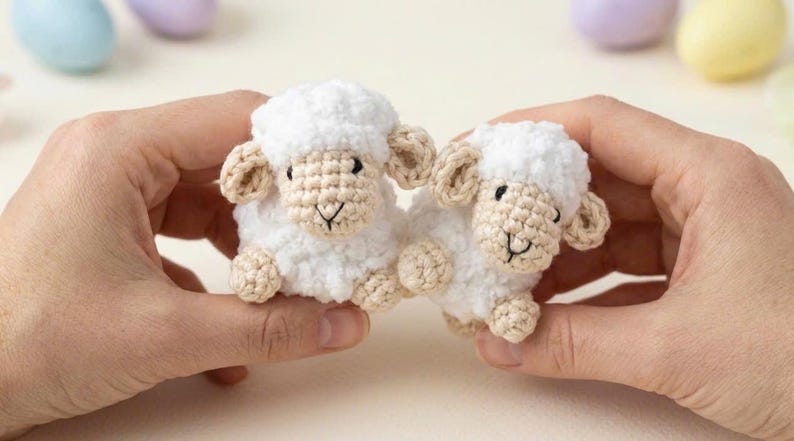 Handmade Crochet Jesus Hug Rabbit Plush, Easter Christian Gift Sheep 1