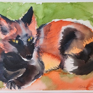 Cross Fox: Original Watercolor Painting