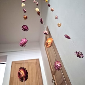 Floating Flowered Garland -  Dried Strawflowers, Flower Garland Backdrop