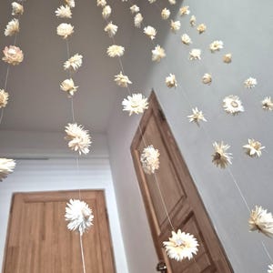 Dried flower garland backdrop, Wall hanging flower decor - Strawflowers