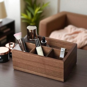 Black Walnut Wood Storage Box: Remote Control & Cosmetic Organizer