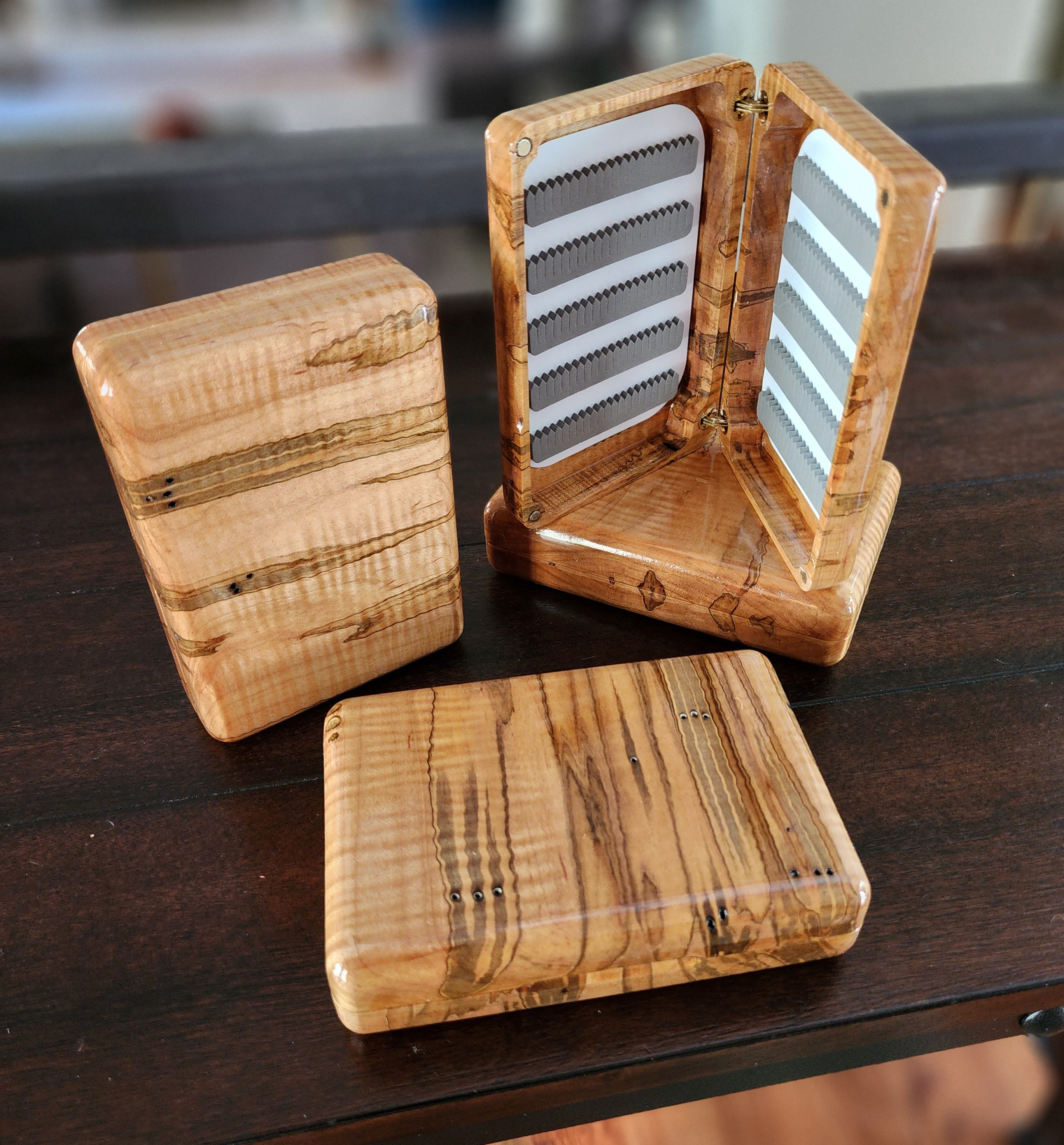 Hand made wood fly boxes
