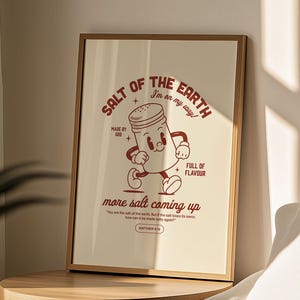 Salt of the Earth Print | Retro Christian Kitchen Art | Matthew 5:13 Scripture POSTER | Faith-Inspired DIGITAL Download | Bible Verse Decor