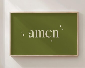 AMEN クリスチャンウォールアート：ミニマリスト聖書詩プリント（デジタルダウンロード）