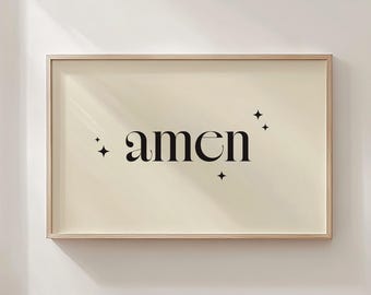 AMEN クリスチャンウォールアート：ミニマリスト聖書詩プリント（デジタルダウンロード）