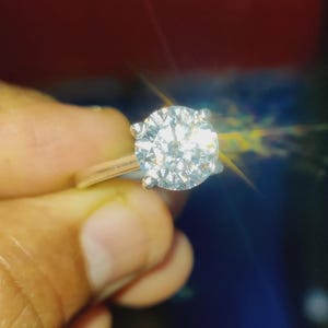 Diamond Round Cut Solitaire Anniversary Ring Moissnaite Ring 14K White Gold Finish 925 Silver Engagement Ring For Birthday Gift Ring