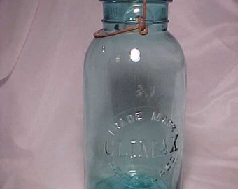 c1910-20 Trade Mark Climax Registered half gallon Ball Blue Canning Fruit Jar, Country Primitive Decor, Great for Wedding Decor, Gift Idea
