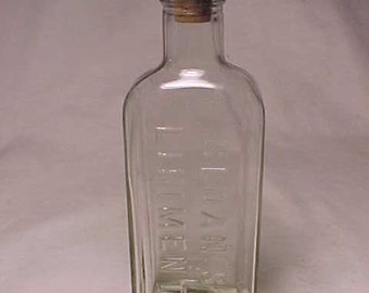 c1920s Sloan's Liniment Boston Mass., Cork Top Clear Patent Medicine bottle, 5 inches tall, Drug Store Decor, Country Primitive Decor No.4