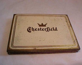 c1930s Chesterfield Cigarettes Liggett & Myers Tobacco Co., Antique Tobacco Tin, Country Primitive Decor, Man Cave Decor, Back Bar Decor #10