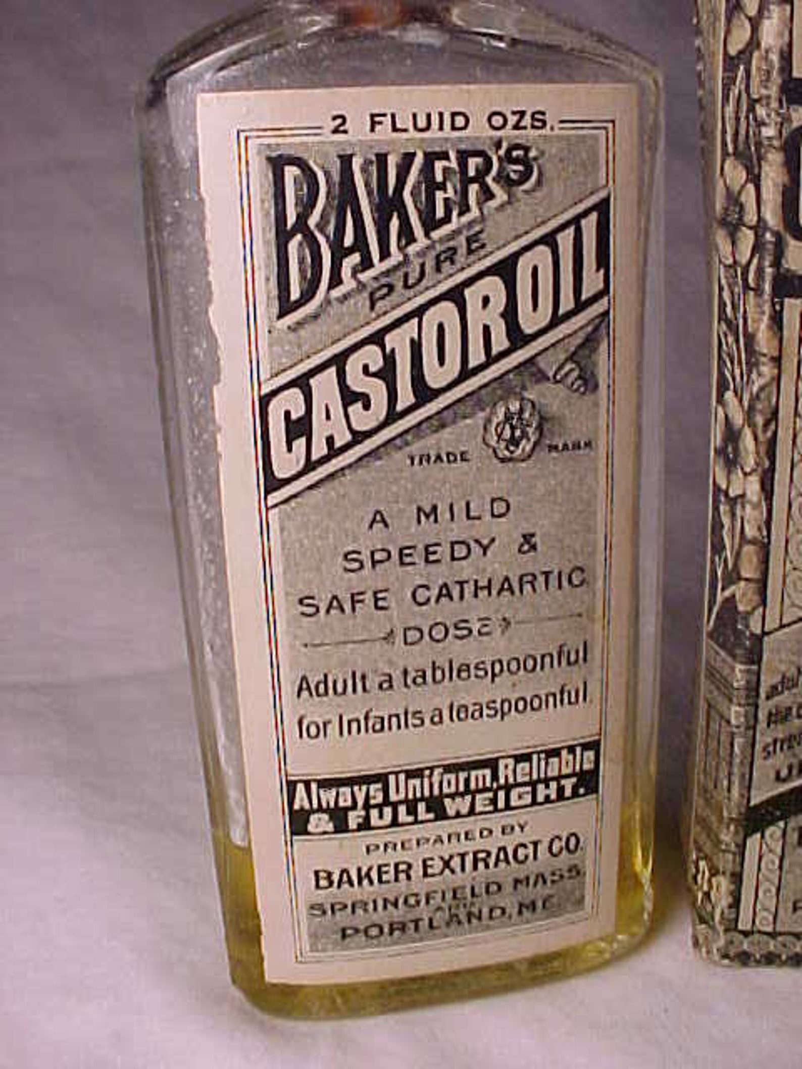 C1920s Baker's Pure Castor Oil Baker Extract Co. Portland Etsy