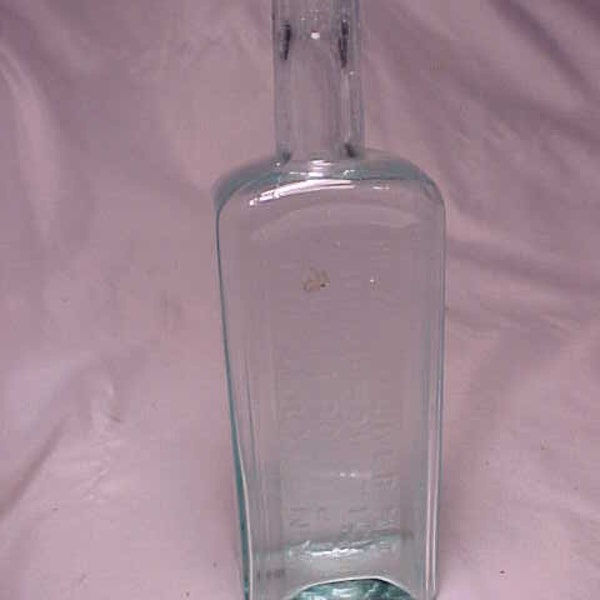 c1880s H. A. Tucker M.D. Diaphoretic Compound Brooklyn, N.Y. , Aqua Cork Top Blown Glass Patent Medicine bottle, Country Primitive Decor