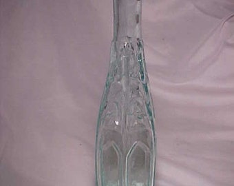 c1860s Aqua Tall 6 sided Civil War Period Cathedral Pepper Sauce Bottle, Country Primitive Decor, Country Kitchen Decor