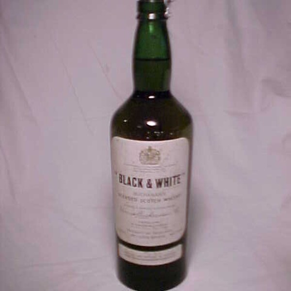 c1960s Black & White Buchanan's blended Scotch Whisky James Buchanan Co. Glasgow and London, Whiskey Bottle, for Display only
