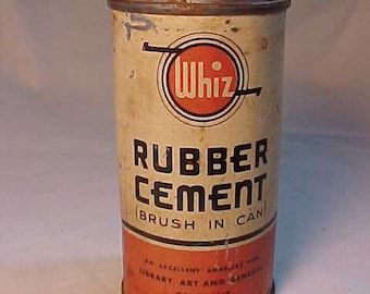 C1940-50s Whiz Rubber Cement, R. M. Hollingshead Camden, N.J., Advertising  Gas Station Motor Oil Tin Can, Gas Station Decor, Man Cave Decor 