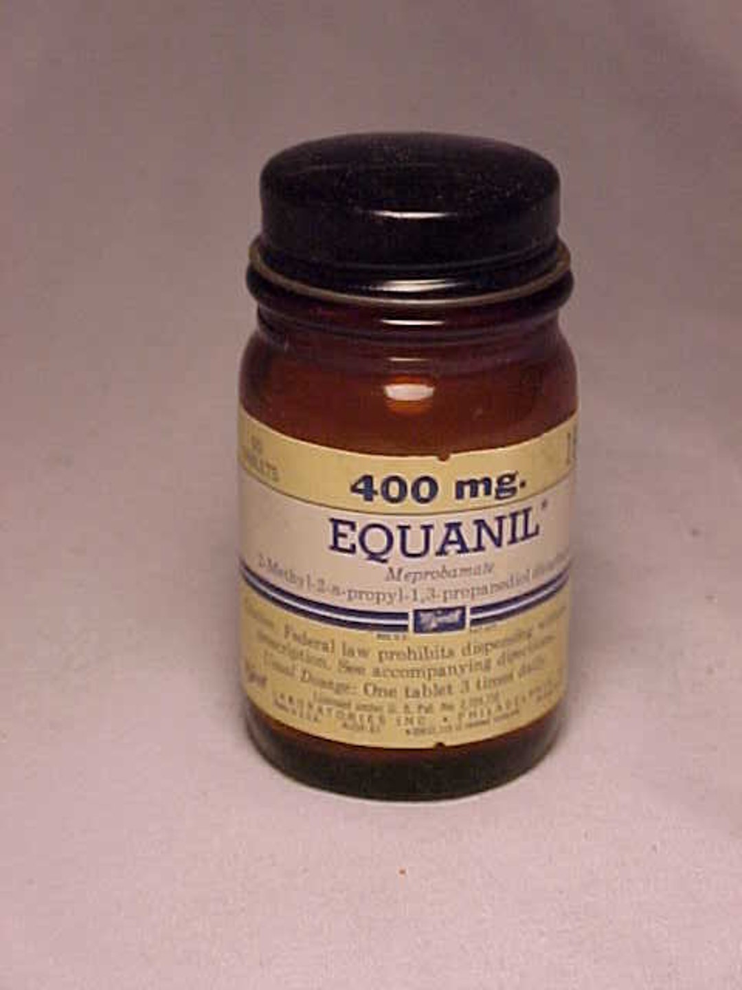 C1950s 50 Tablets Equanil Meprobamate 400 Mg Wyeth PA Medicine Il 6byf