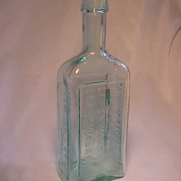 c1860s Dr. A. Rogers Liverwort Tar & Canchalagua A. L. Scovill Cincinnati Ohio, Aqua Blown Glass Patent Medicine bottle, Primitive Decor