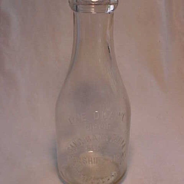 1947 Sand Bank Farm Ayrshire Milk Contoocook, N.H. , Quart Size TEQ Milk Bottle , New Hampshire Milk Bottle, Country Primitive Decor