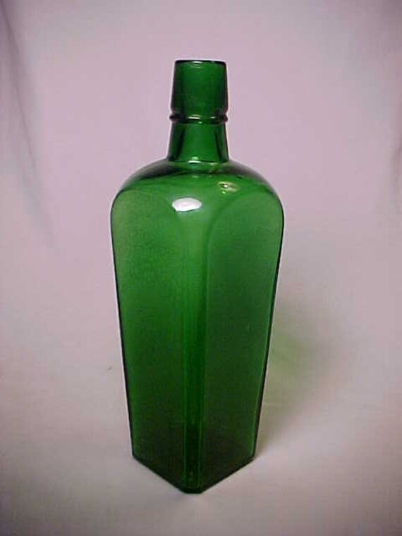 Man Cave Decor Strap Side Blown Glass Whiskey Flask Bottle Back Bar Bottle c1890s Half Pint Size Guaranteed Q Back Bar Decor & Co
