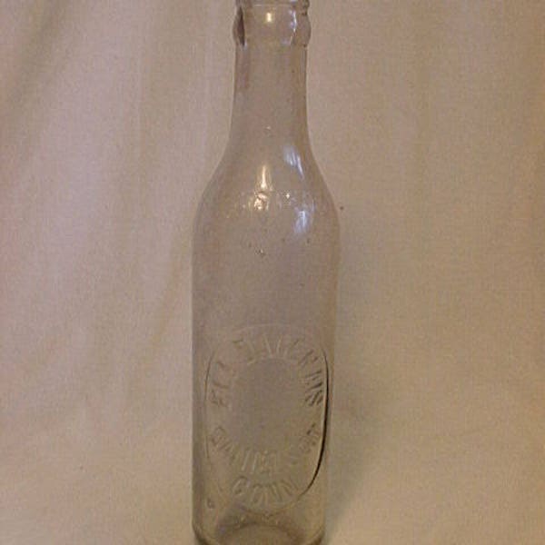 c1900 Eli Dagenais Danielson, Conn. , Crown Top Clear Blown Glass Soda Bottle