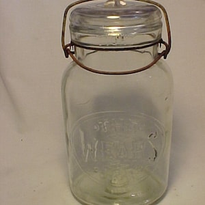 c1915 The WEARS Jar One Quart Oval Fruit Jar Canning Jar, Great Wedding Decor, Country Primitive Decor