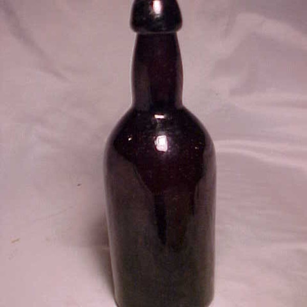 c1860s Westford Glass Works Westford, Conn., Red Amber Utility Hoxie Beer Bottle, Country Primitive Decor, Civil War Prop Decor