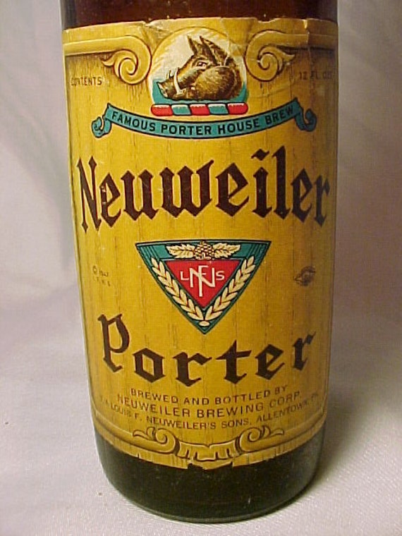 c1950s Neuweiler Porter Neuwiler Brewing Corp Neuweilers Sons Allentown PA.,12 ounce Beer Bottle with Paper Labels,Man Cave Decor Louis F c1950s Neuweiler Porter Neuwiler Brewing Corp Neuweilers Sons Allentown PA.,12 ounce Beer Bottle with Paper Labels,Man Cave Decor Louis F