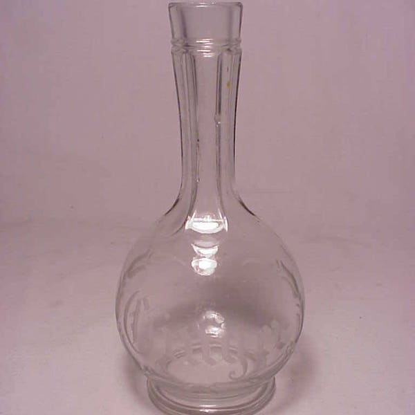 c1890s Cork Top Blown Glass Ginger Decanter Back Bar Bottle, Victorian Decor