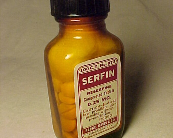 C1940s 100 No. 873 Serfin Reserpine Tablets Parke, Davis & Co. Detroit