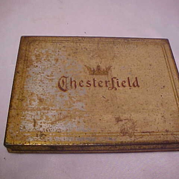 c1930s Chesterfield Cigarettes Liggett & Myers Tobacco Co., Antique Tobacco Tin, Country Primitive Decor, Man Cave Decor, Back Bar Decor #16