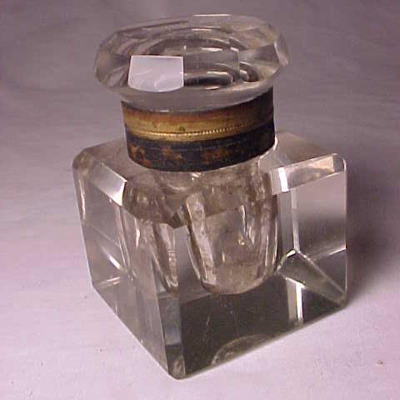 Old Glass Inkwell - Etsy