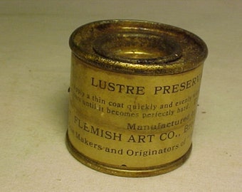 c1920s Lustre Preservative By Flemish Art Co. Brooklyn, N.Y., makers of Metalaplika , Antique Advertising Paint Tin Can