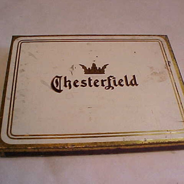 c1930s Chesterfield Cigarettes Liggett & Myers Tobacco Co., Antique Tobacco Tin, Country Primitive Decor, Man Cave Decor, Back Bar Decor #3