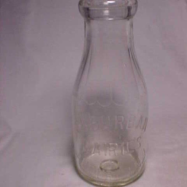 1927 Suburban Dairies Audubon, N.J., Embossed Pint Size Milk Bottle, Country Primitive Decor, New Jersey History