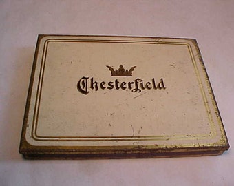 c1930s Chesterfield Cigarettes Liggett & Myers Tobacco Co., Antique Tobacco Tin, Country Primitive Decor, Man Cave Decor, Back Bar Decor #8