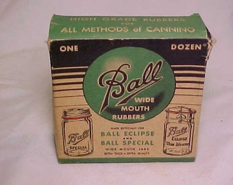 c1930-40s Ball wide mouth rubbers made for Ball Eclipse and Ball Special Ball Brothers Company Muncie, Indiana, Fruit Jar Ring Box