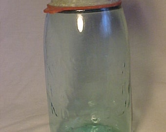 c1890s Mason's Patent Nov. 30th 1858, Dark Aqua Quart Fruit Jar, Country Primitive Decor, Kitchen Storage Container , Hoosier Jar No.2