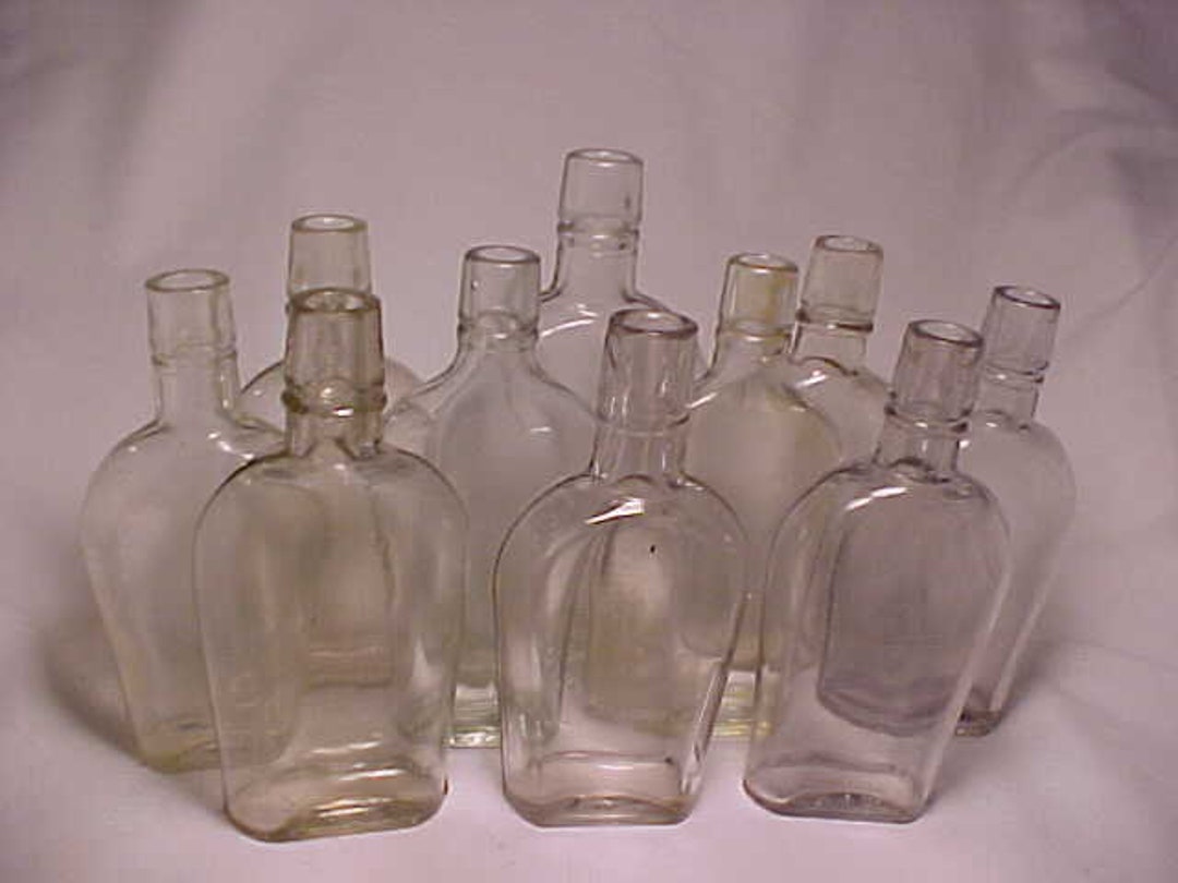 Ten Rib Flask Group of Ten C1890-1920s Shoo Fly Coffin Flasks Cork Top Clear Blown ...